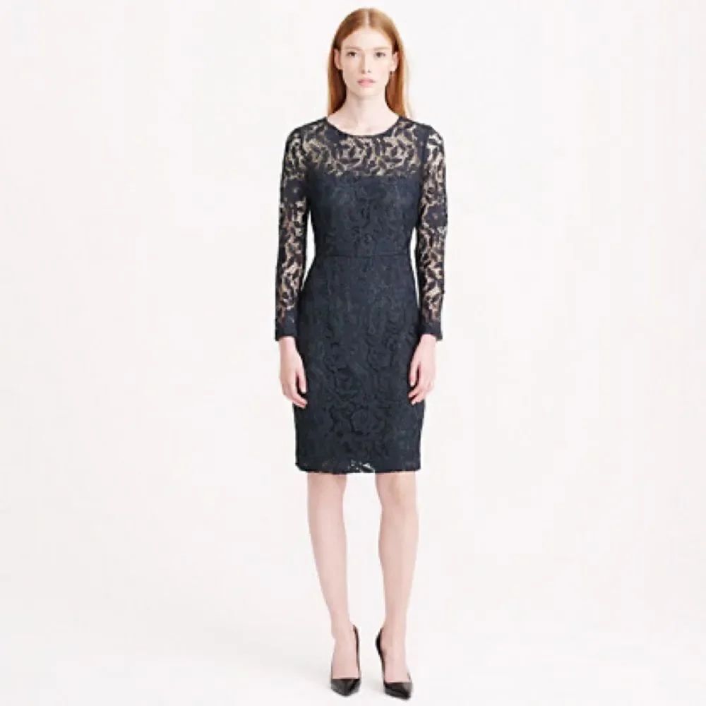 J.Crew Floral Lace Shift Dress in black size US2